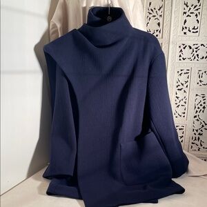 Zara NWT navy coat with scarf Women